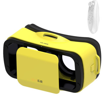 HUA LEJI VR Mini VR Box III Virtual Reality Glasses 3D VR HelmetCardboard for Smart Phone PK VR BOX + Gamepad(Yellow) - intl