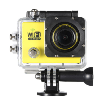 Full HD Wifi Action Sports Camera DV Cam 2.0” LCD 12MP 1080P30FPS4XZoom 140 Degree Wide Lens Waterproof for Car DVR FPV PCCameraDivingBicycle (Yellow)