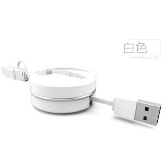 2 in 1 retractable USB charging Cable 8 pin Cable For iPhone 7 6 6s plus 5s SE micro for android Samsung S6 S7 Note 7 (white) - intl