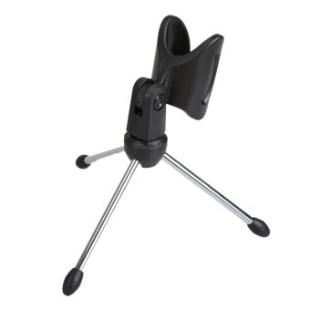 JH@ Desktop Table Metal Mini Tripod Microphone Stand Holder MicClipBlack-intl