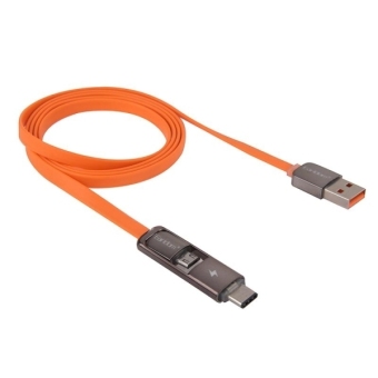 SUNSKY 1m Noodle Style USB Type-C Micro USB to USB Data Cable for Android Phones (Orange)