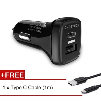 USB C Car Charger, CHOETECH 33W Qualcomm Quick Charge 3.0 Car Charger with Type C Cable for HTC 10 / LG G5 and More
