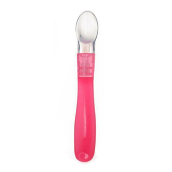 Jetting Buy Baby Tableware Thermal Feeding Silicone Spoon Kids Weaning Long Handle Spoon Pink
