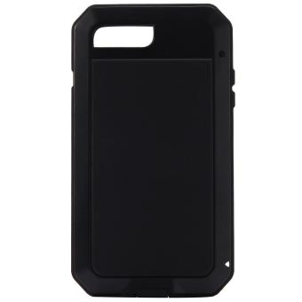 Protective Metal Silica Gel Tempered Glass Splashproof Dustproof Shockproof Case Skin Cover for iPhone 7 Plus Black - intl