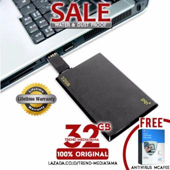 Original 100% Flashdisk 32GB PQI Card Drive i512 Kartu USB 2.0 COB (Waterproof + Dustproof ) Gratis Antivirus MC Afee - Black