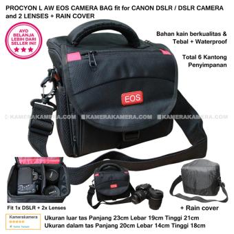 PROCYON L AW EOS CAMERA BAG for DSLR CAMERA and 2 LENSES + RAIN COVER Compatible with Canon DSLR Nikon Panasonic Sony Fujifilm Samsung Olympus
