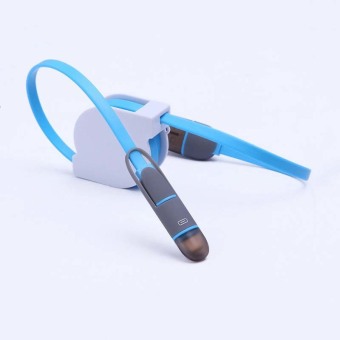 2-in-1 kabel USB 1 m ditarik sinkronisasi Data Charger untuk Ponsel (biru)- International