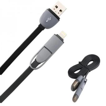 Kabel USB 2 in 1 Lightning & Micro USB Untuk Android / iOS 10 - Black
