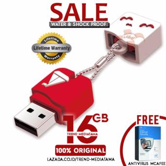 Original 100% Flashdisk 16GB Pqi U605L USB 2.0 Waterproof & Shockproof (Anti Air dan Anti Banting) Gratis Antivirus MC Afee - RED
