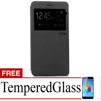 Ume Flip Cover for Lenovo A2010 - Hitam + Gratis Tempered Glass
