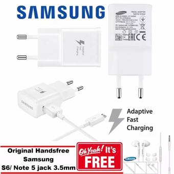 Samsung Original 100% Authentic Travel Charger 15W Fast Charging for All Samsung Galaxy + GRATIS Original Handsfree Samsung S6/Note 5 - Putih