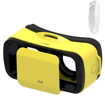 LEJI VR Mini VR Box III Virtual Reality Glasses 3D VR Helmet Cardboard for Smart Phone PK VR BOX + Gamepad(Yellow)