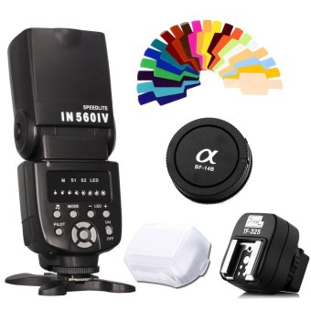 INSEESI IN560IV Wireless Universal Flash Speedlite + Pixel TF325 + Pixel Lens Cap and Body Cap for Sony +20 Color Filter + IN560IV Diffuser for sony A900 A850 A750 A700