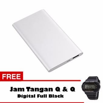 Powerbank Ultra Slim 99000MAh Aluminium Case - Silver + Free Jam Tangan Q & Q