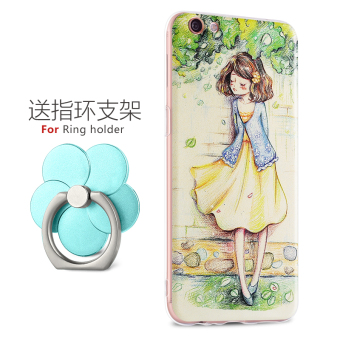 3D Cartoon Phone case for Oppo R9s Phone Cover Silicon Phone Case + Tempered Glass Film - intl