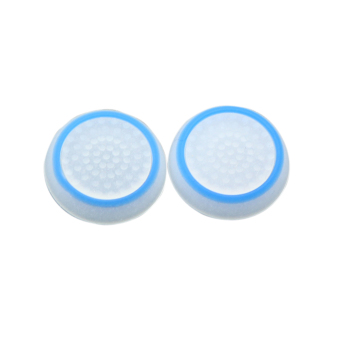 Amango Silicone Joystick Thumb Caps for PS4/PS3/Xbox 360 Controller White/Blue 