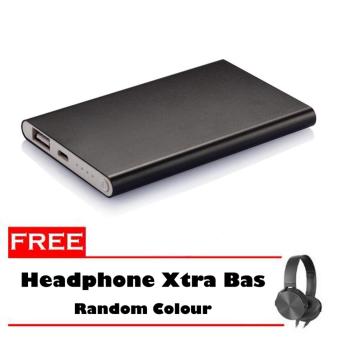 Powerbank Ultra Slim 99000MAh Aluminium Case - Hitam + Free Headphone Xtra Bass