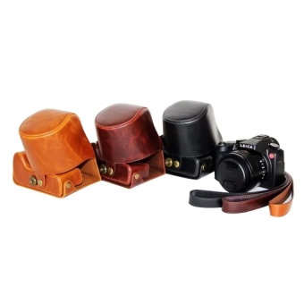 PU Leather Camera Case Bag Cover with Hollow Design for Leica V-LUXCoffee(Camera Not Included) - intl