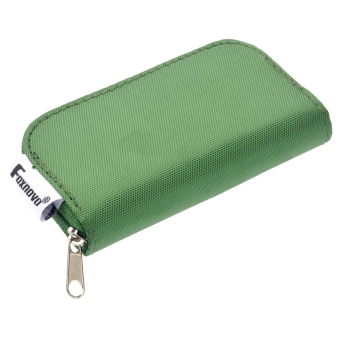 Foxnovo 22-Slots SD SDHC MMC CF Micro SD Memory Card Holder Pouch Case Zippered Storage Bag Protector (Green)