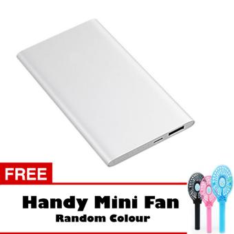 Powerbank Ultra Slim 99000MAh Aluminium Case - Silver + Free Handy Mini Fan