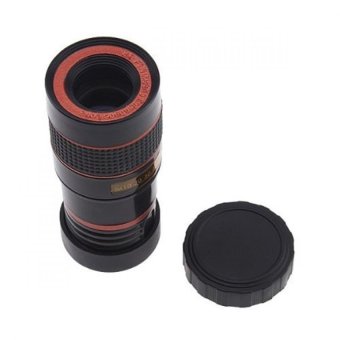 Mobile Phone Telescope Lens 8X Optical Zoom with Universal Clamp + Case for iPhone 5/5S - Hitam