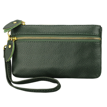 Boshiho Womens Clutch Wallet Wristlet with Lanyard, Cell Phone Leather Wallet Coin Purse(Dark Green)