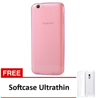 Softcase Ultrathin Untuk Oppo F1 S - Pink Clear + Free Softcase Ultrathin