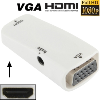 Universal Full HD 1080P HDMI Female to VGA and Audio Adapter for HDTV / Monitor / Projector - White