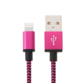 SUNSKY Woven Style 8pin to USB Sync Data / Charging Cable for iPhone 6 6 Plus, iPhone 5 5S 5C, iPad Air 2 Air, iPad mini 1 / 2 / 3, iPod touch 5, Length: 2m(Magenta)