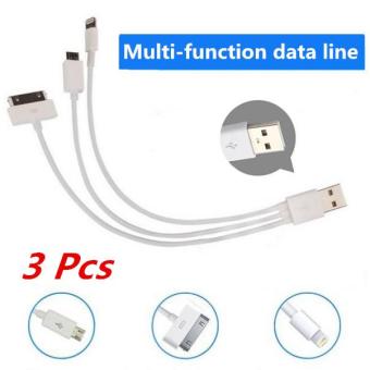 LCFU764 3 Pcs!!! 3 in1 USB Data Line Sync Charger Charging Cable Cord For iPhone Samsung iPad Android Phone (White) - intl