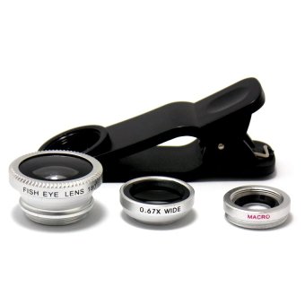 Universal Clip Lens 3 in 1 - Hitam-Silver