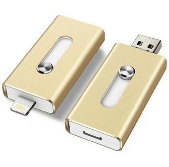 16GB i-Flash Drive Usb Pen Drive Lightning/Otg Usb Flash Drive For iPhone 5/5s/5c/6/6 iPad PC (Gold)