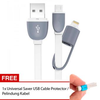 Marlow Jean Smart Data Cable 2in1 Duo Magic Cable Lightning and Micro USB Cable for Android / iOS Round Split Back Model - Hitam
