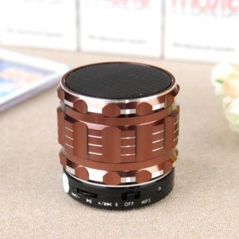 Portable Mini Bluetooth Speakers Metal Steel Wireless Smart Hands Free Support SD Card for Mobile Phone (Brown) - Intl