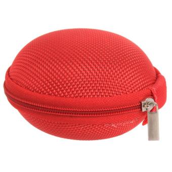 LALANG Carrying Storage Bag Hard Case for Earphone Headphone USB Cable (Red)