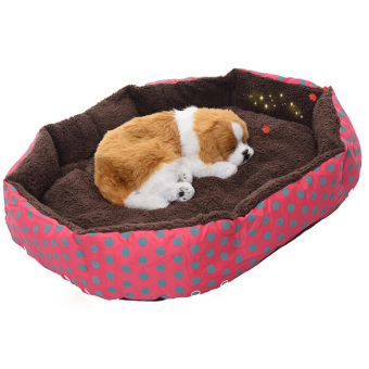 HomeGarden Cute Pet Bed Soft Flannel Warm Red