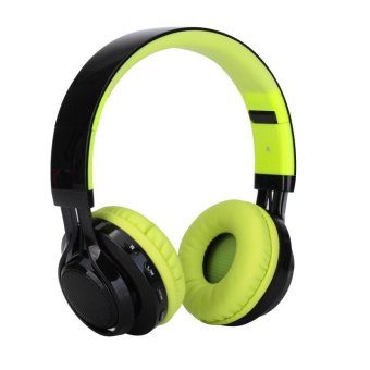 Wireless Bluetooth Foldable Led Headphones With Micophone Super Bass Sports Stereo Headset With FM Radio TF Card - Green - intl