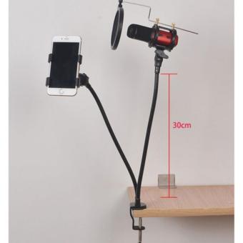 Fleksibel Stand Mikrofon BOP dan Smartphone Holder Universal - Black