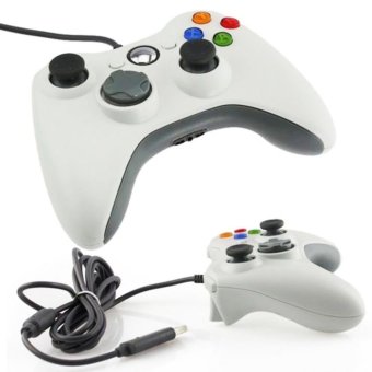 Microsoft Stick Xbox 360 Controller Cable Wired Gamepad Controller Original For Xbox 360 /PC Windows / Stik Game Kabel - Putih