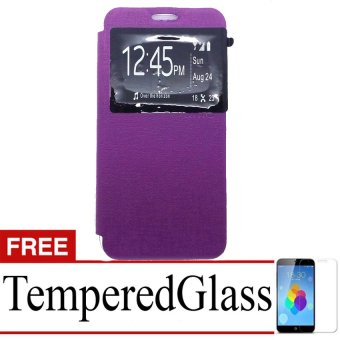 Ume Flip Cover Lenovo A2010 - Ungu + Gratis Tempered Glass