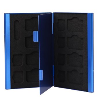 15 in 1 Aluminum SIM Micro Nano SIM Cards Pin Storage Box (Blue) - intl