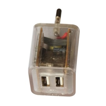 Rainbow Charge Head /Kepala charge/Batok charge USB 2 in 1 DC 5V-2100 mA - Transparant