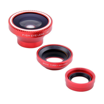 Fancyqube 3 In 1 Wide-angle Micro Macro Blue Purple Fish Eye Lens Detachable For Smartphone Camera Red