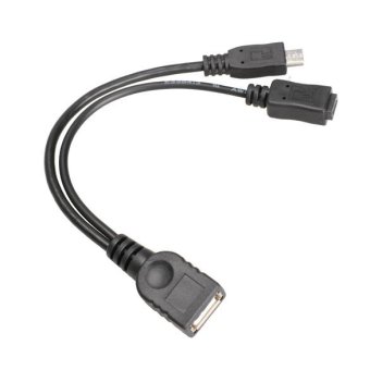 USB Type A Female to Micro USB Male Host OTG with Micro USB Female Y Cable (Black) - intl