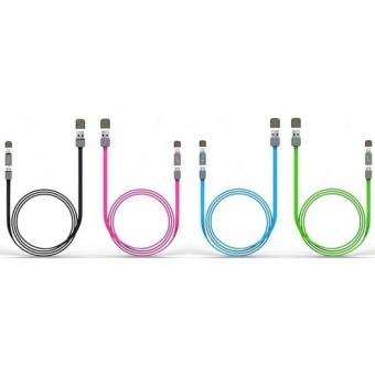 Cable 2 in 1 Duo Magic Lightning and Micro USB Cable for Android / iOS 9 - Magenta.