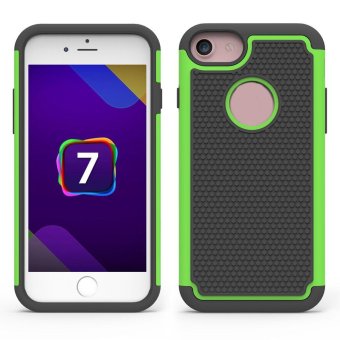 Hard Soft Rubber Impact Armor Case Back Hybrid Cover For iphone 7 4.7 Inch Green - intl