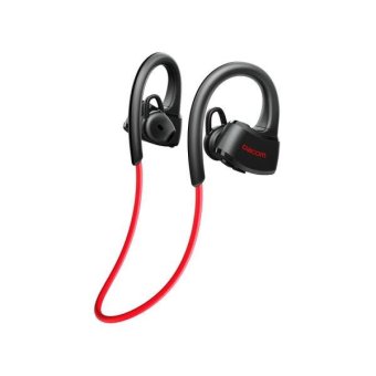 DACOM P10 Bluetooth Headset IPX7 Waterproof Ear Hook Swimming Earphone with Mic - Black / Red - intl