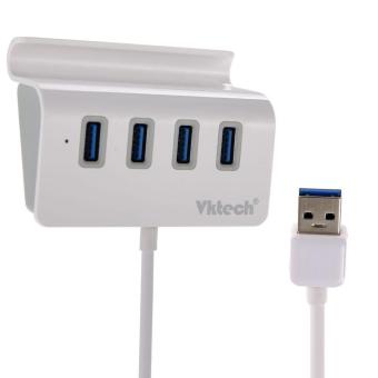 Vktech USB 3.0 4-port hub portabel dengan 60.96 cm USB 3.0 Cable (berkilau putih)