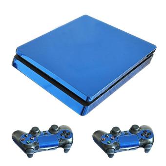 Mini Portable Game Machine Stickers Set Game Controller Host Handle Cover Skin Decoration Accessory for PS4 Slim Blue - intl