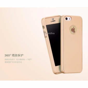 Hardcase Case 360 Iphone 5/5s/5SE Casing Full Body Cover - Gold + Free Tempered Glass
